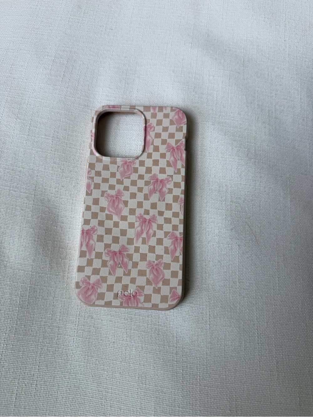 Pink Checkered Bow Pattern Phone Case iPhone 14 pro max